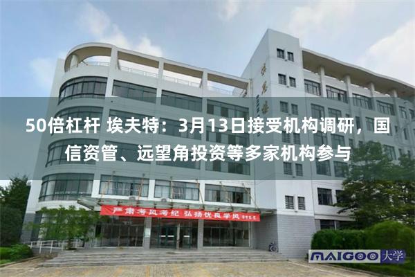 50倍杠杆 埃夫特：3月13日接受机构调研，国信资管、远望角投资等多家机构参与